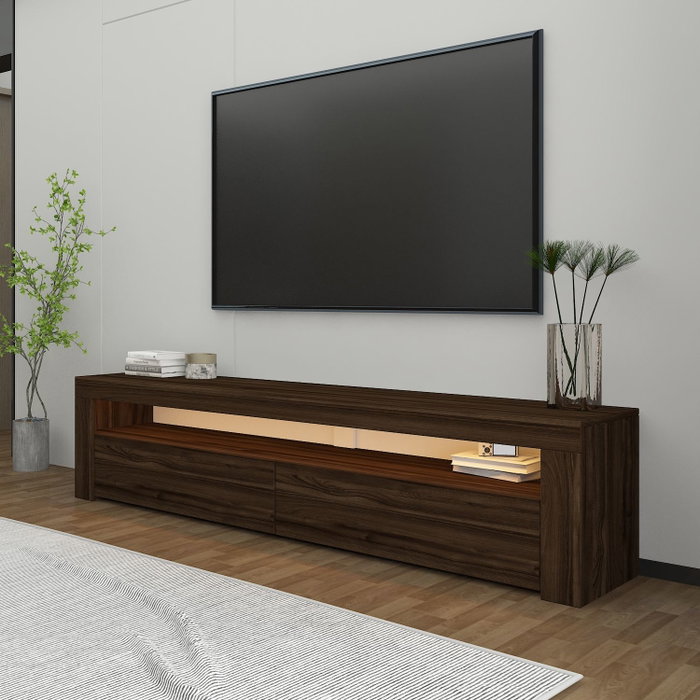 Hanah Home Soporte para TV Nogal con Luces LED Hanah Home Soporte para TV Nogal con Luces LED
